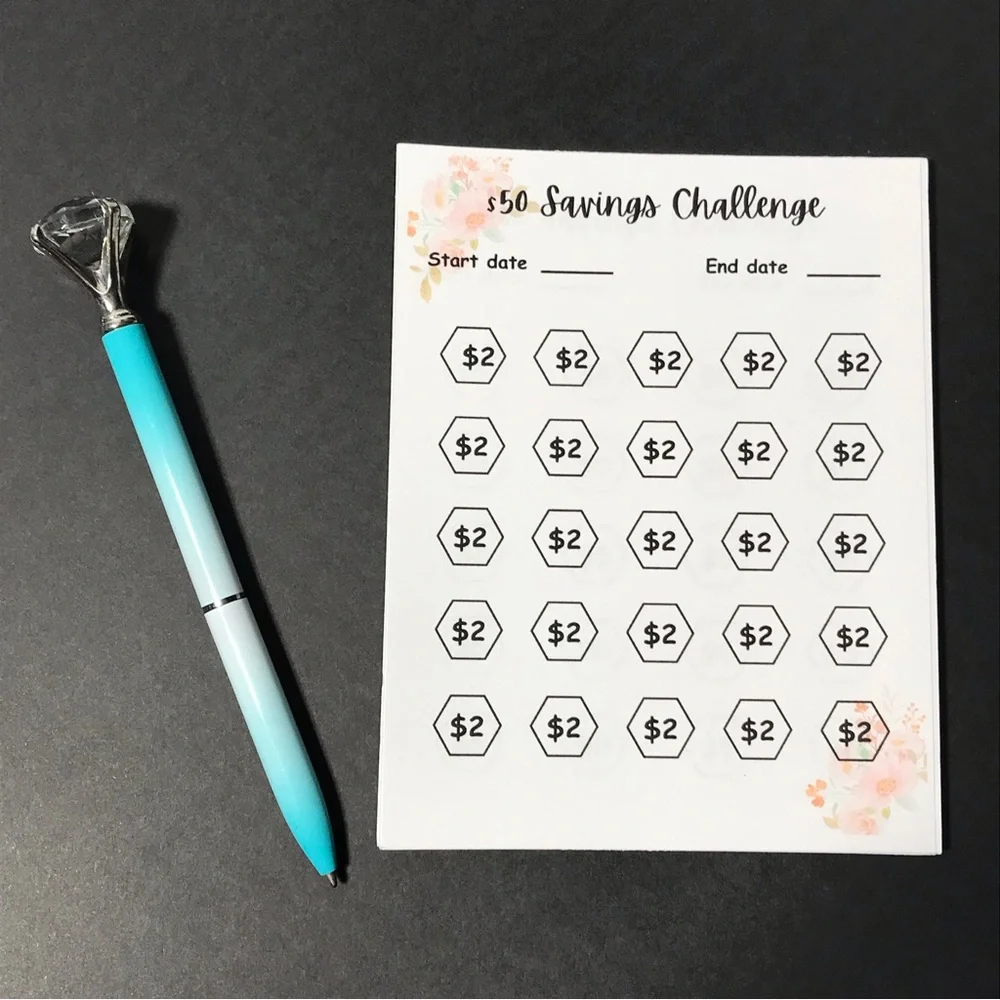 20+ saving challenges tear off note pad